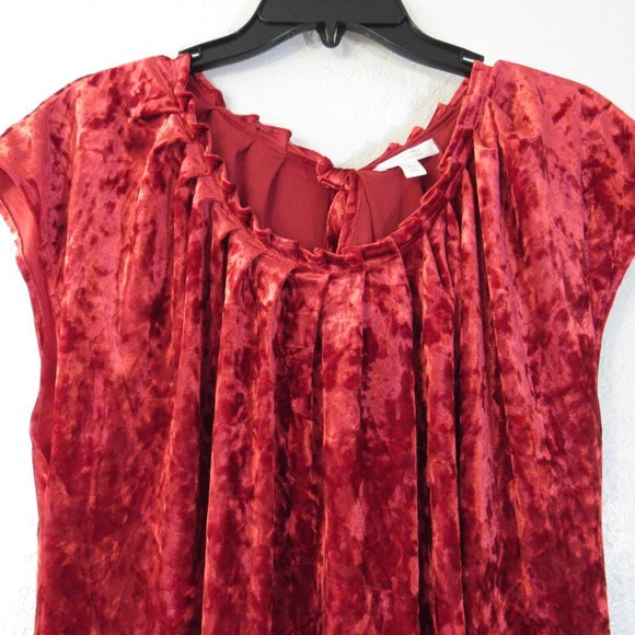 LC Lauren Conrad Top Sz XL Red Velvet Cap Sleeve - Picture 2 of 12